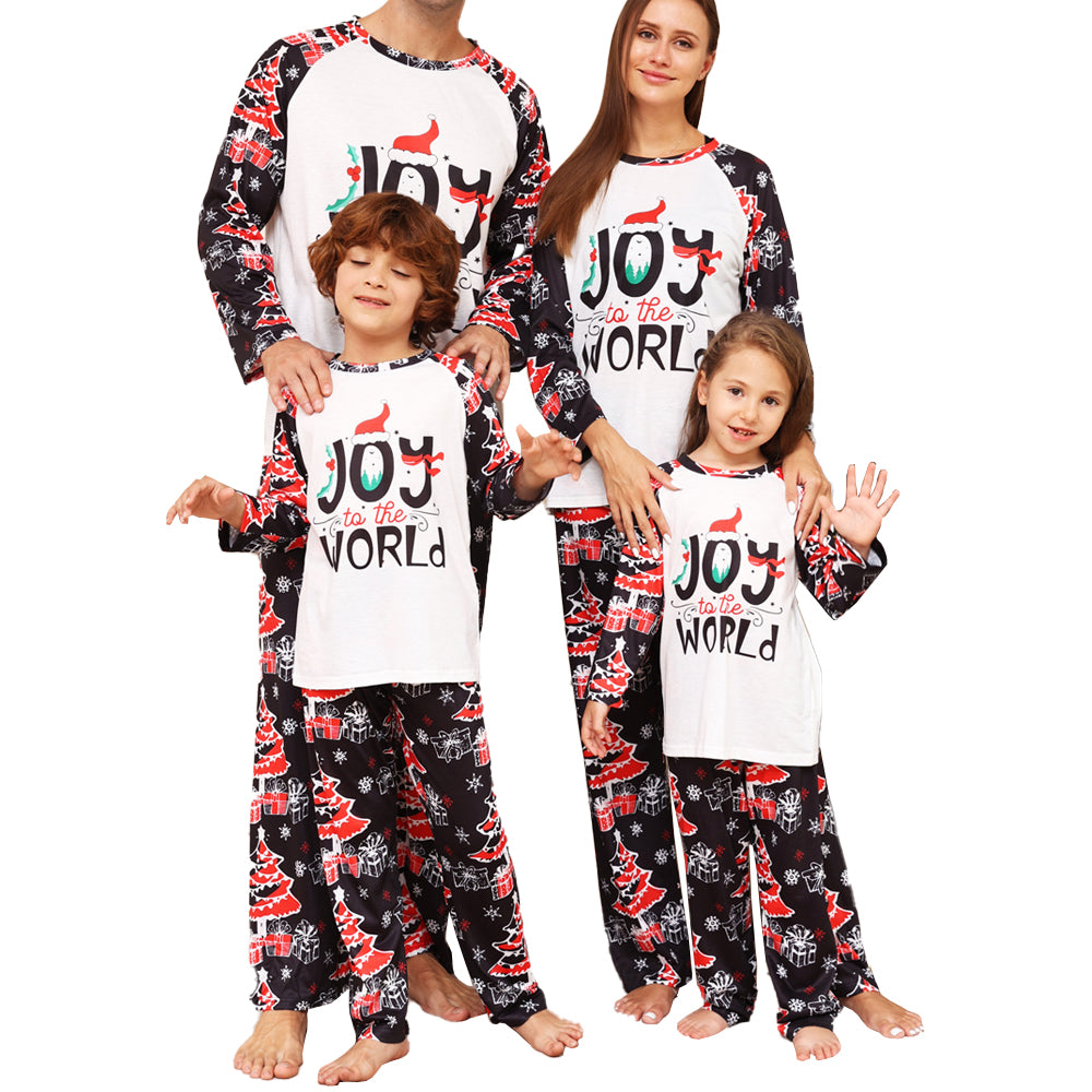 Family Matching Outfits Christmas Tree Snowflake Letter Printed Long Sleeve Pyjama Set