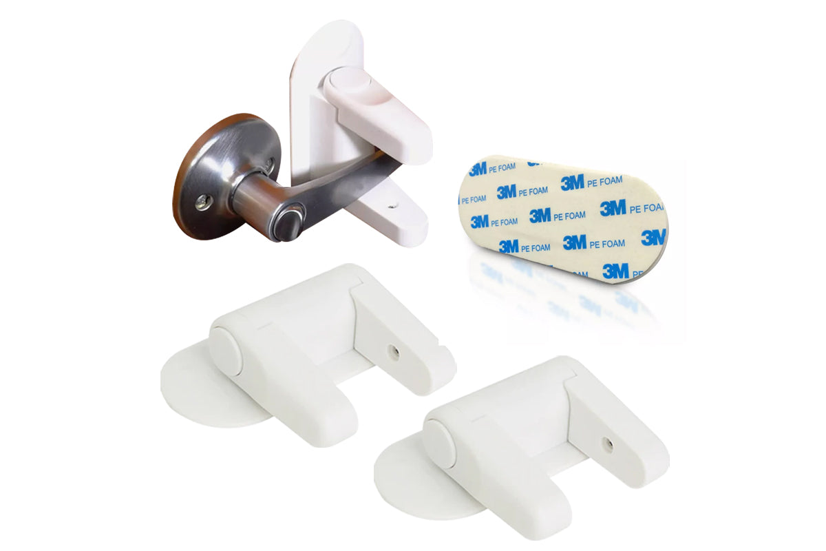 1 x Child Proof Toilet Lock with 2pcs Door Lever Lock