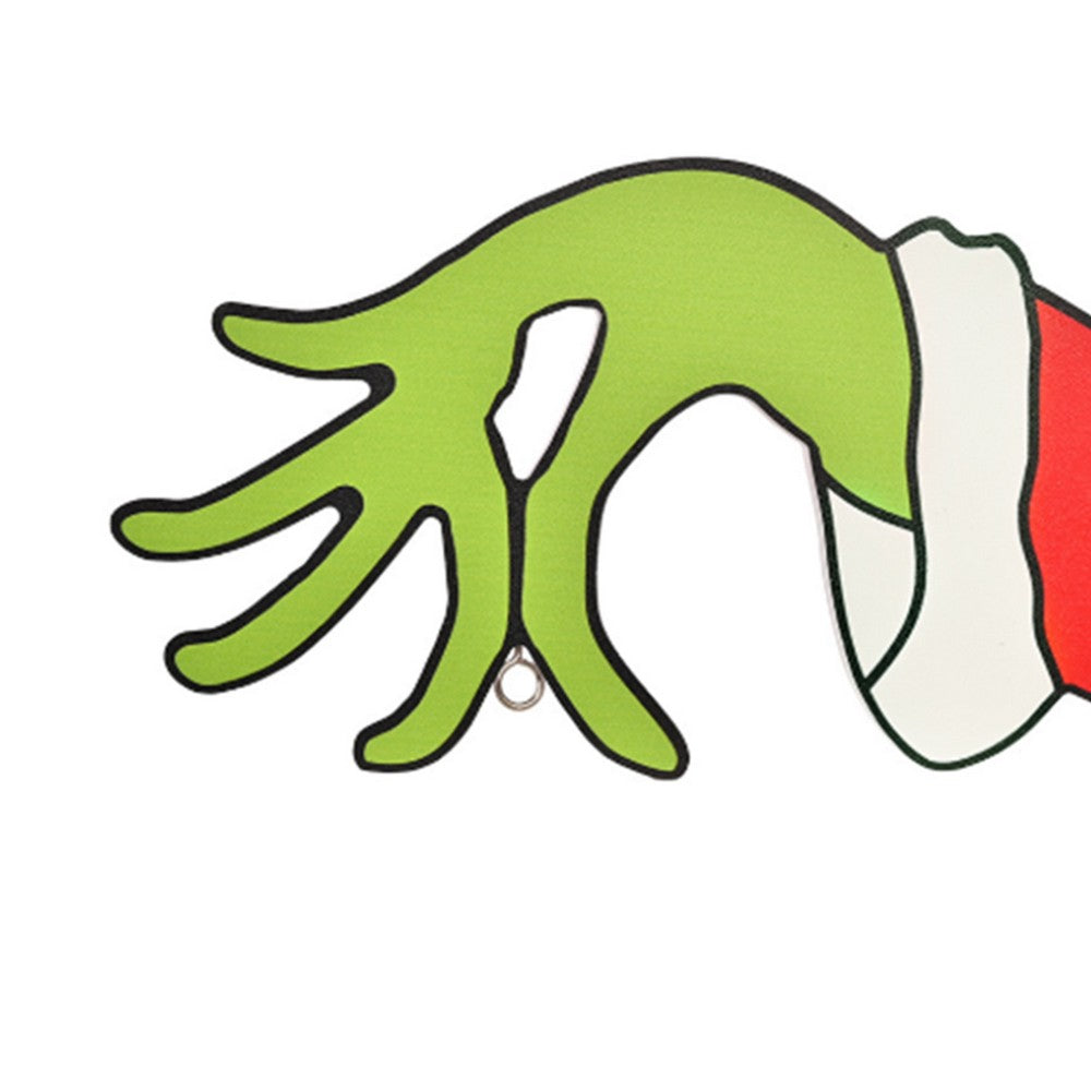 Christmas Grinch Hand Door Ornaments Christmas Door Sticker Hanging Sign Xmas Wall Decor