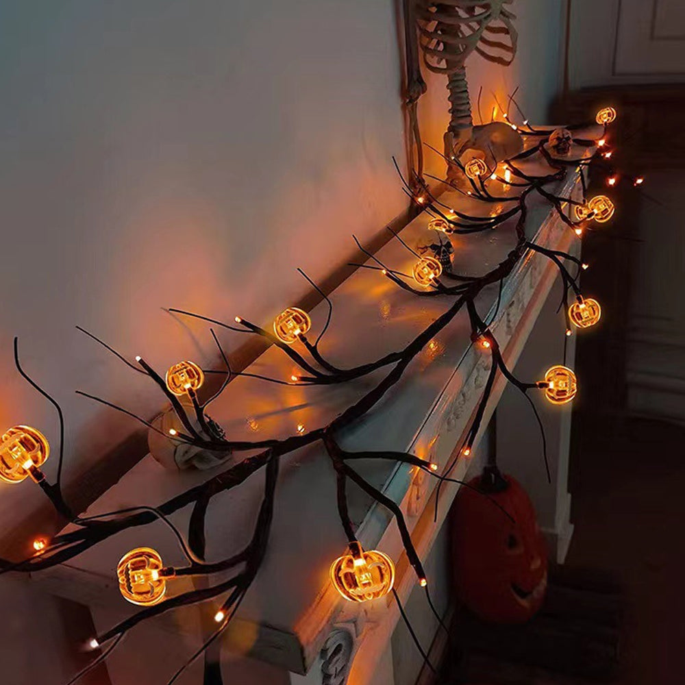 Halloween Willow Vine Twig Decoration Lights-Pumpkin Branch Light