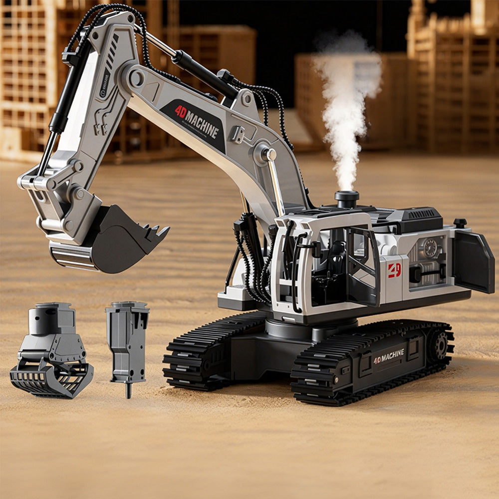 3-in-1 RC Excavator Toy 2.4G Remote Control Digger with 3 Work Heads