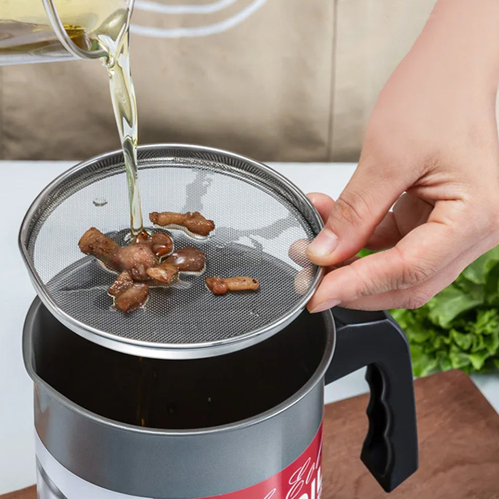 1.4L/1.7L Stainless Steel Oil Container with Strainer