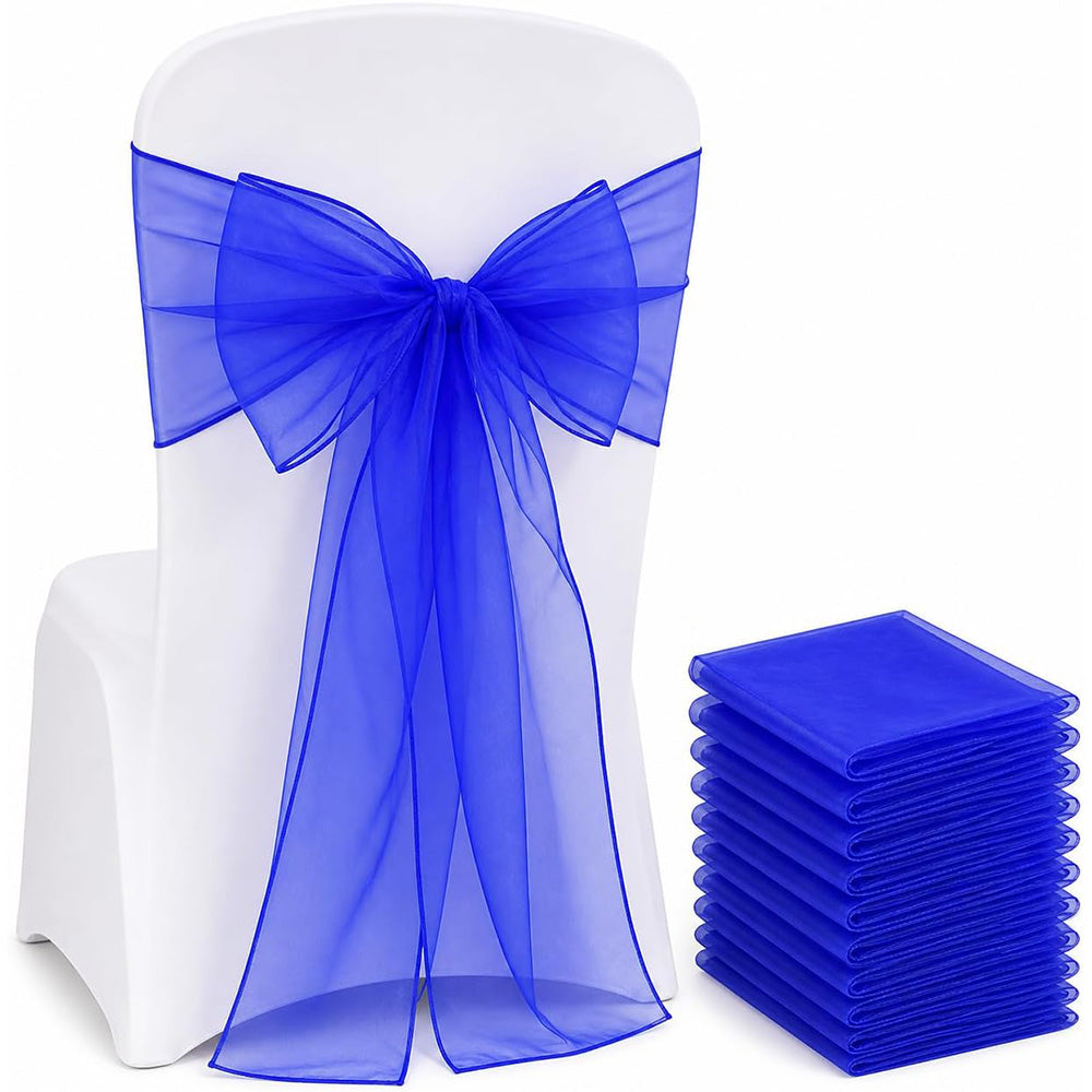 10Pcs Sheer Organza Wedding Chair Back Bow Sashes for Party Decor
