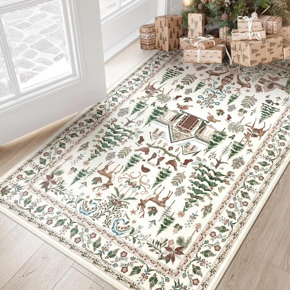 Vintage Christmas Crystal Velvet Area Rug Living Room Floor Mat-Style 2