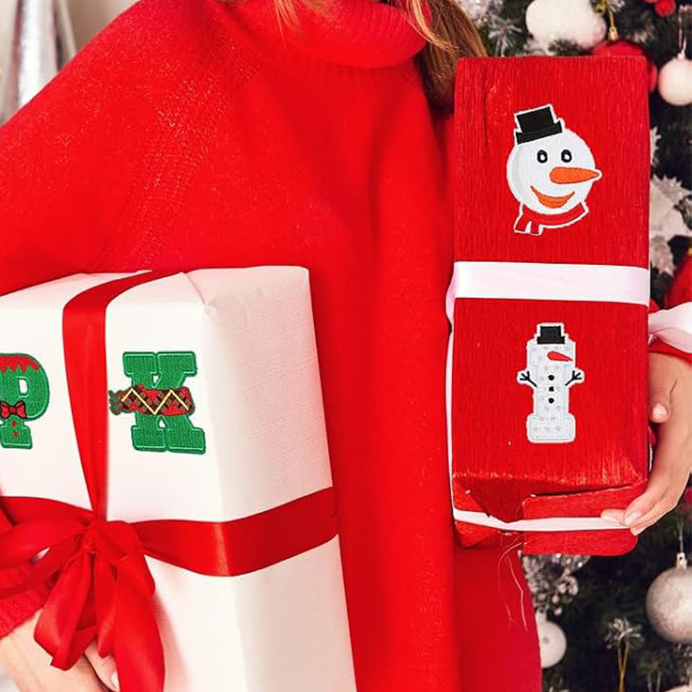 Christmas Embroidered Iron-On Letter and Pattern Patch Set for Clothes