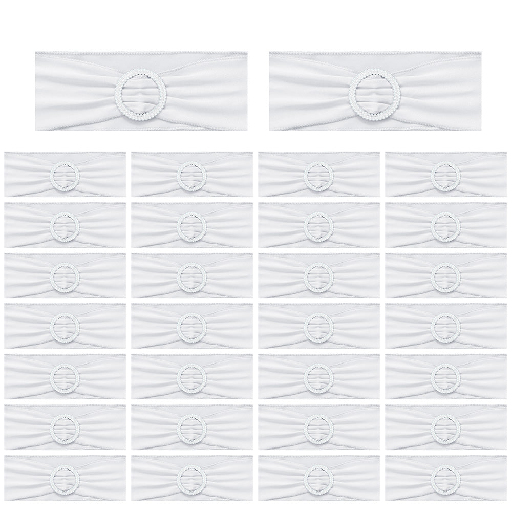 10Pcs Elastic Chair Sashes Bows with Buckle Spandex Chair Bands for Weddings Parties Meetings