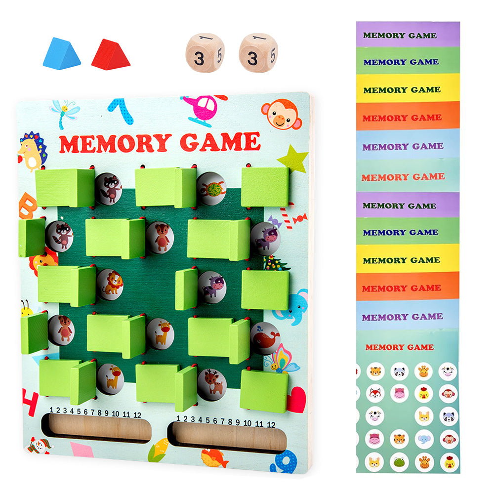 Wooden Memory Match Game - Montessori Educational Toy for Under 14 Years Old