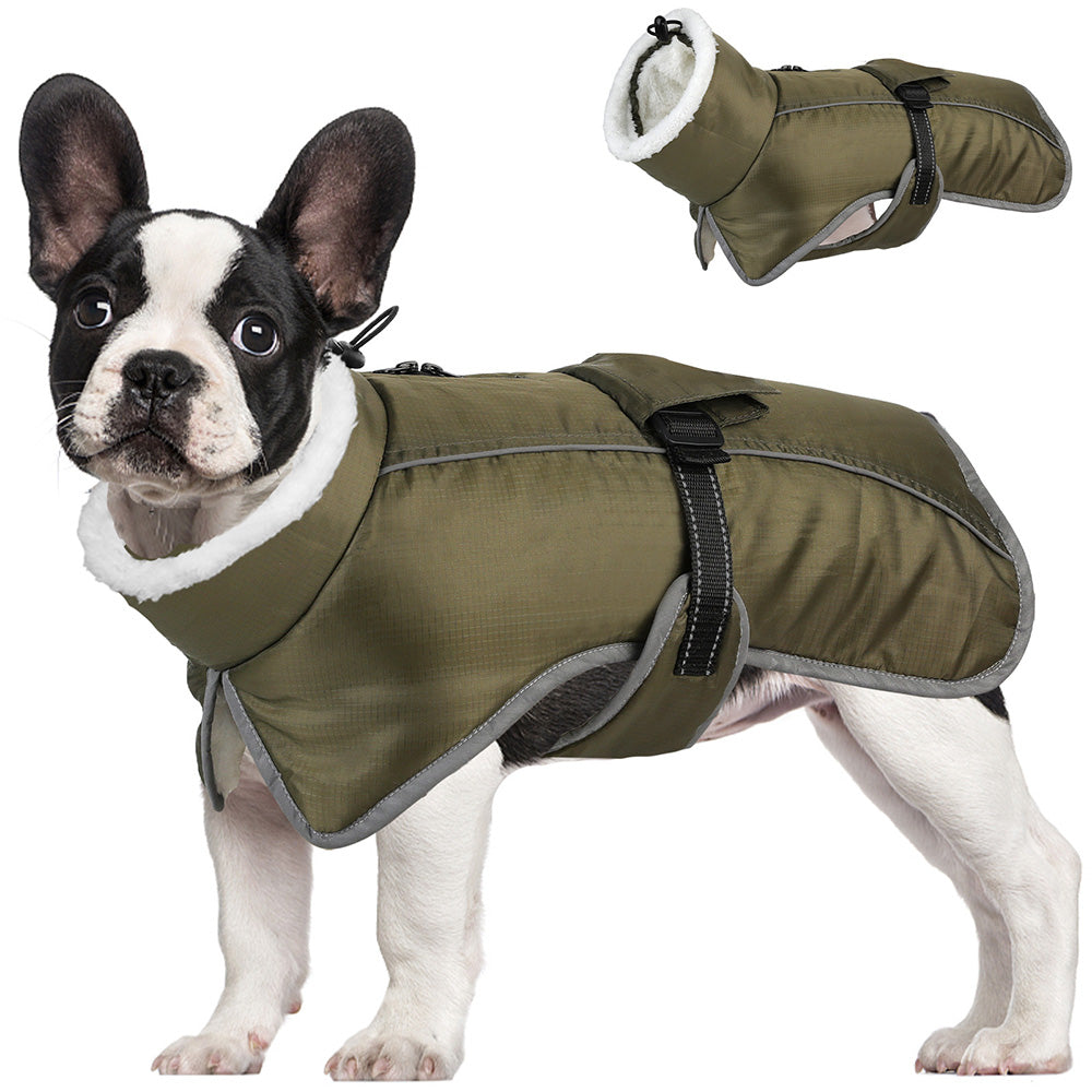Winter Dog Coat-Waterproof Cold Weather Jacket for Small Large Breeds-Green