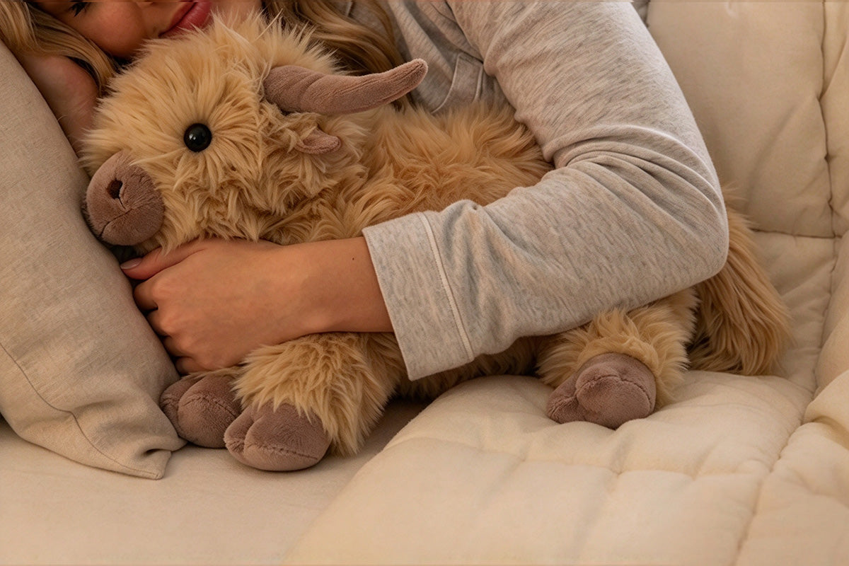 Adults Highland Cow Calming Weighted Plush with Microwave Heat Pack Stuffed Animal