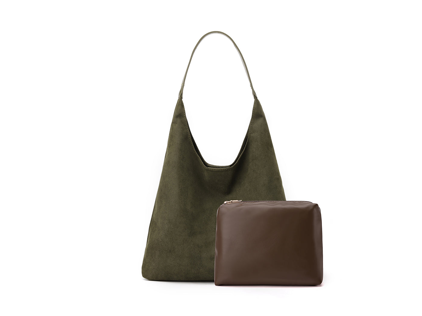 Women's Faux Suede Vintage Tote Hobo Handbag with A Purse