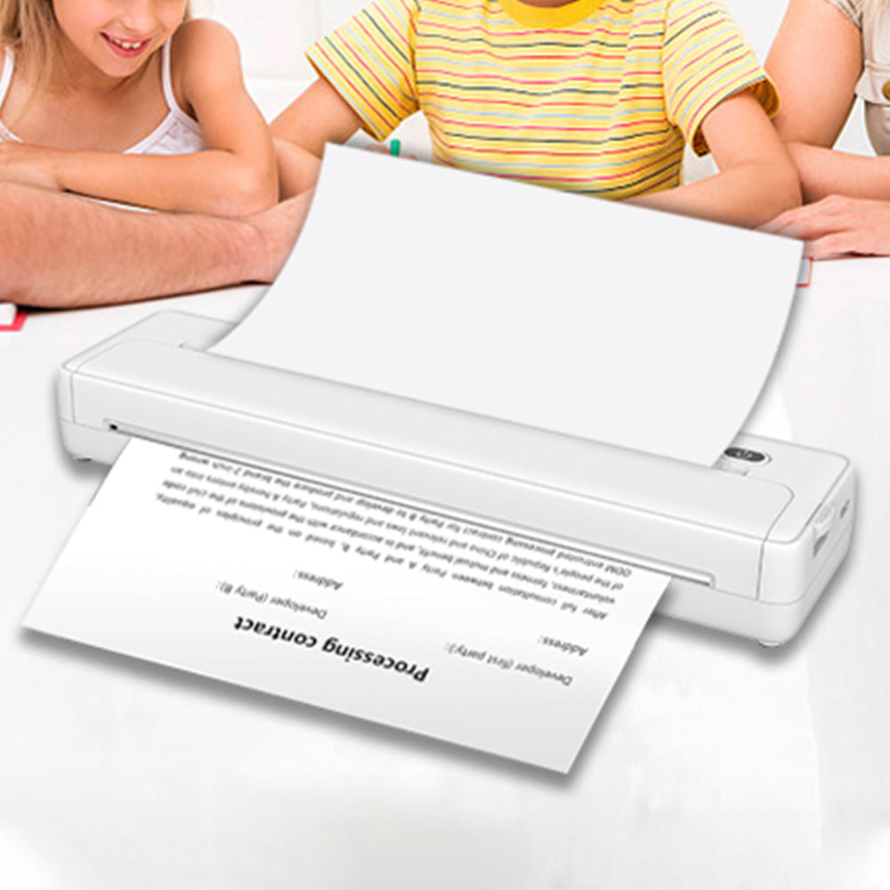 Wireless Bluetooth Portable A4 Thermal Mobile Printer with 100Pcs Thermal Paper