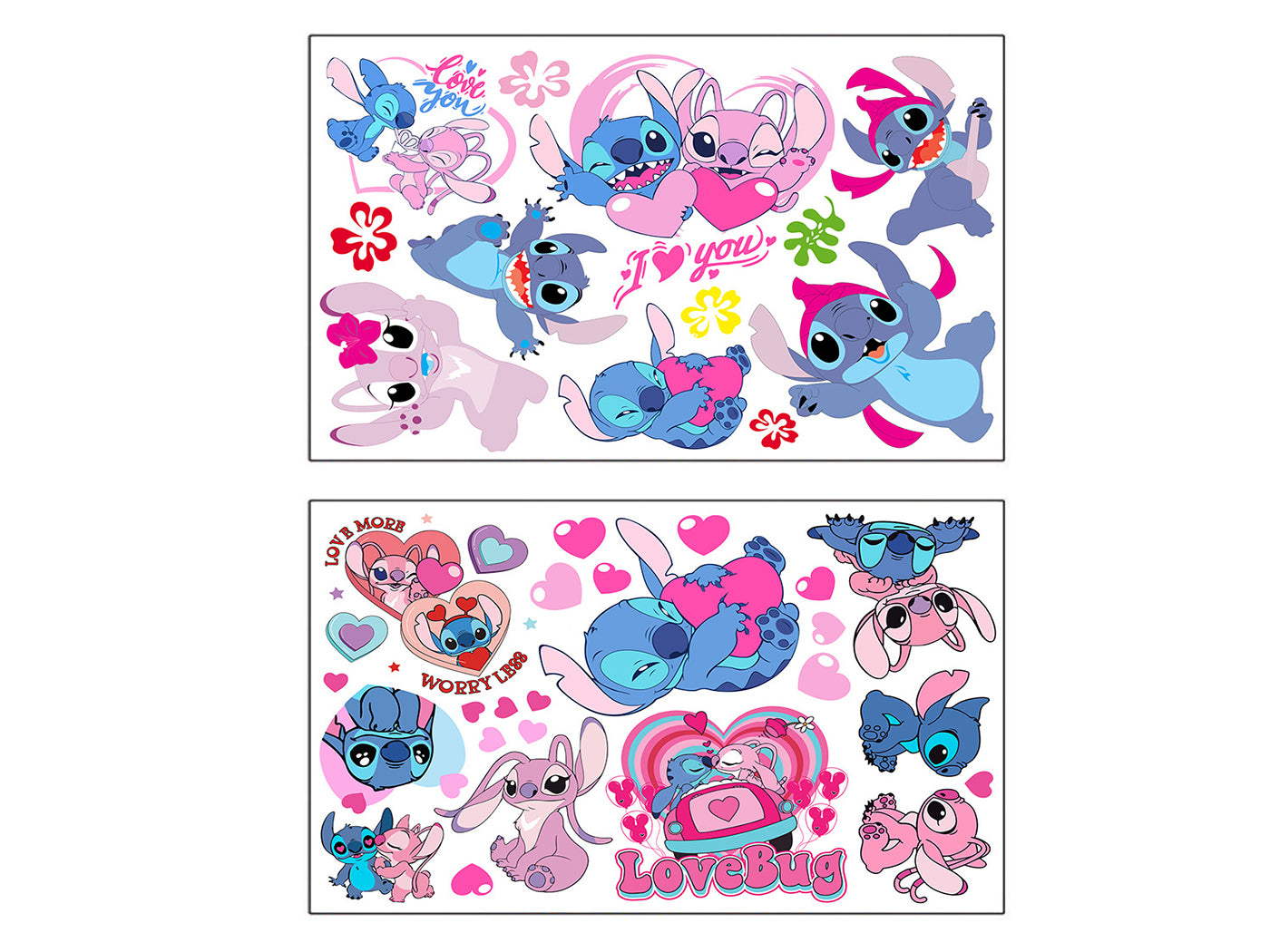 2Pcs Stitch Inspired PVC DIY Removable Wall Stickers
