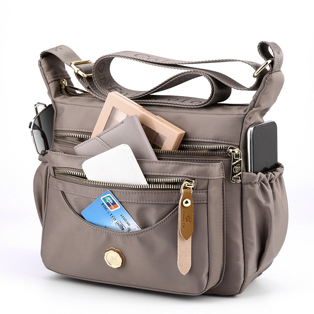 Multi-Pocket Splash-Proof Nylon Crossbody Shoulder Bag