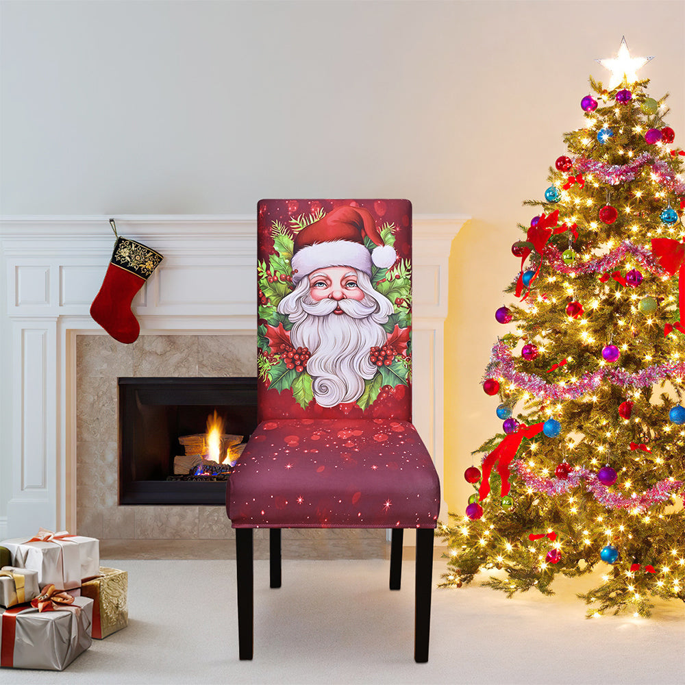 4Pcs Christmas Dining Chair Covers Stretch Washable Spandex Slipcovers for Holiday Decoration