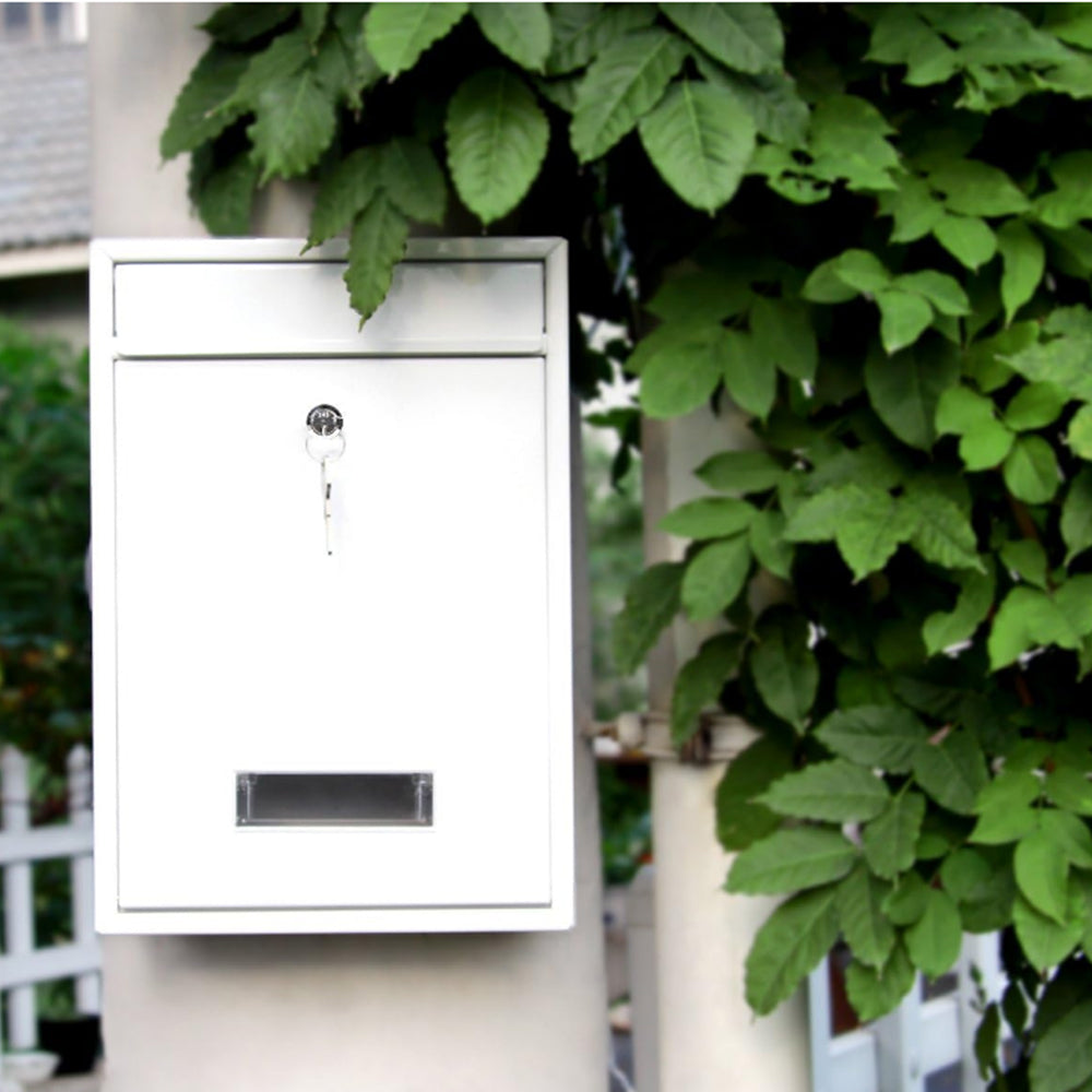 Wall Mounted Mail Letter Box Lockable Steel Post Mailbox Large Postbox