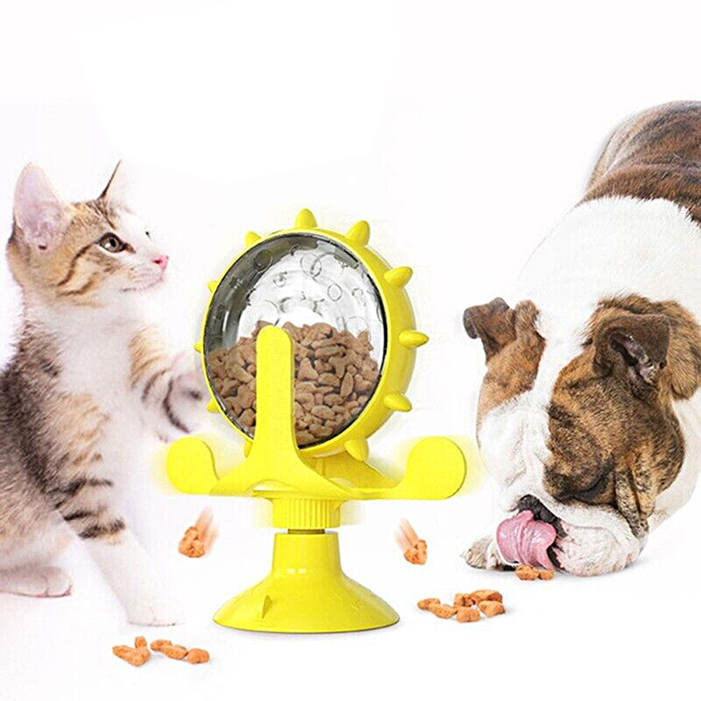 Interactive Pet Treats Dispenser Toy 360 Degrees Rotating Windmill Toy Slow Pet Feeder