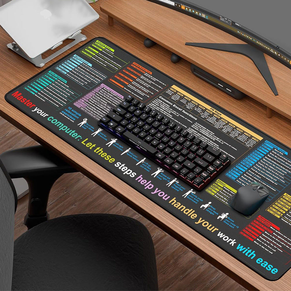 Excel Cheat Sheet Desk Mat Non-Slip Excel Shortcuts Mouse Pad Shortcuts Mouse Mat