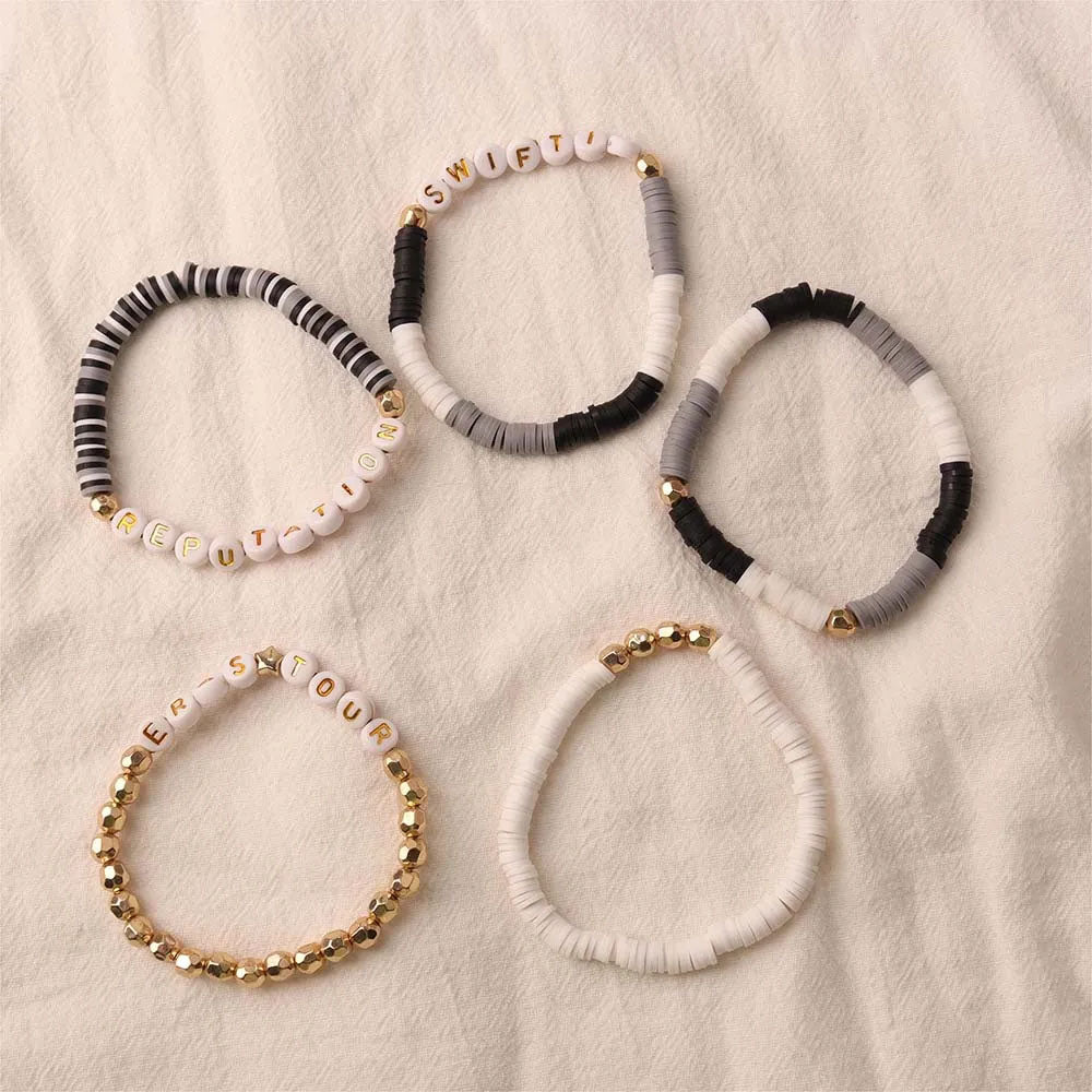 5Pcs Taylor Inspired Beaded Bracelets Fans Friendship Bracelets Gifts for Music Lovers