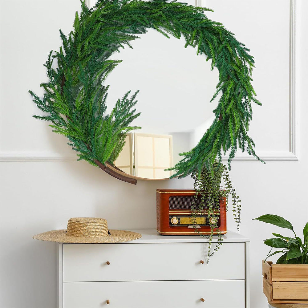 Christmas Faux Pine Garland Rattan Greenery Garland for Home Fireplace Decor