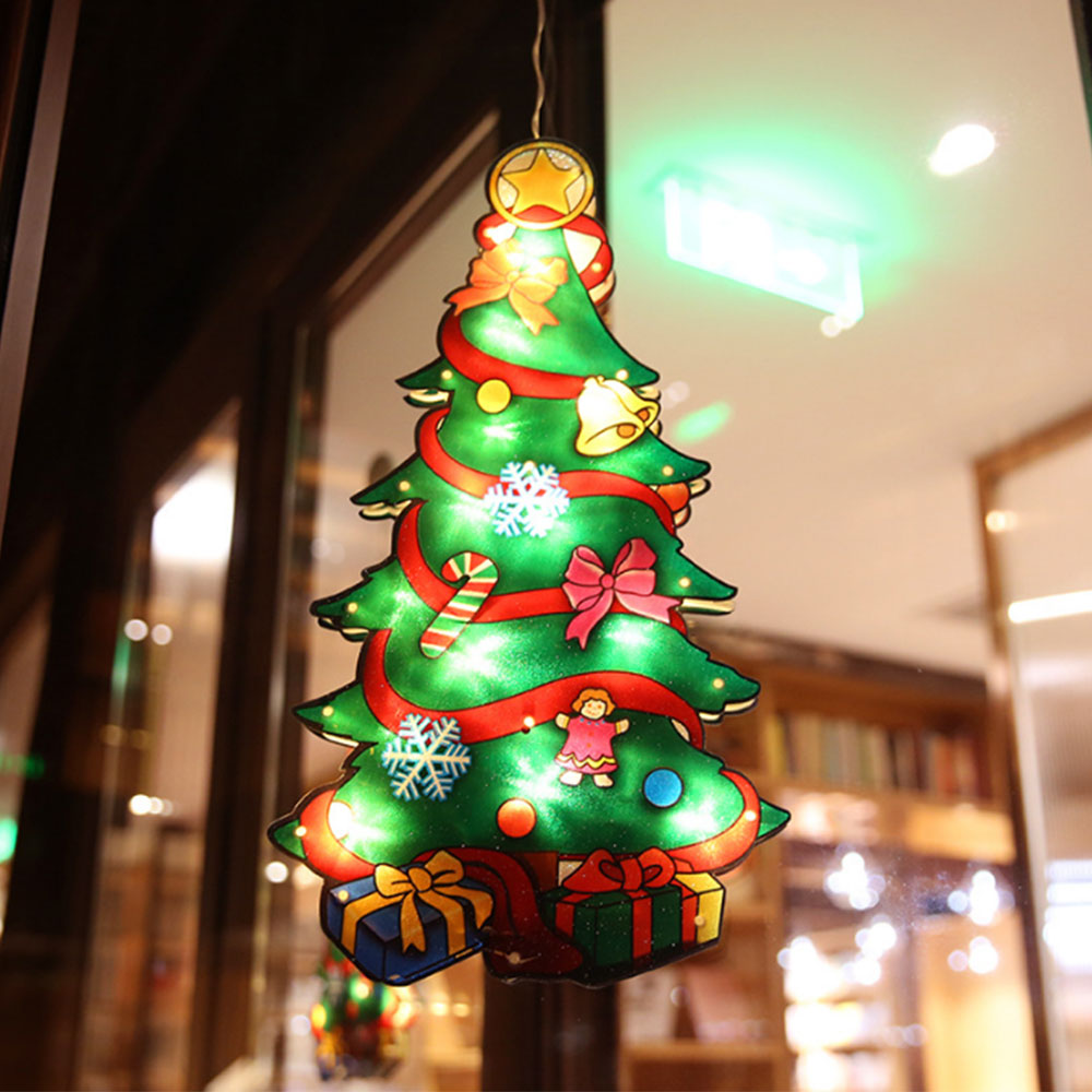 2Pcs Christmas Decor LED Curtain Light Xmas Window Silhouette Light Decoration