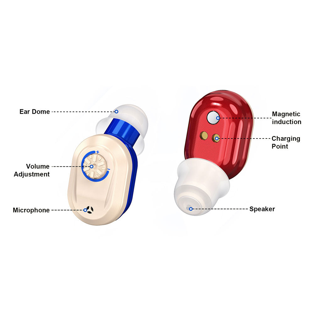 1 Pair Invisible Digital Hearing Aids Rechargeable Mini Sound Enhancer Amplifier