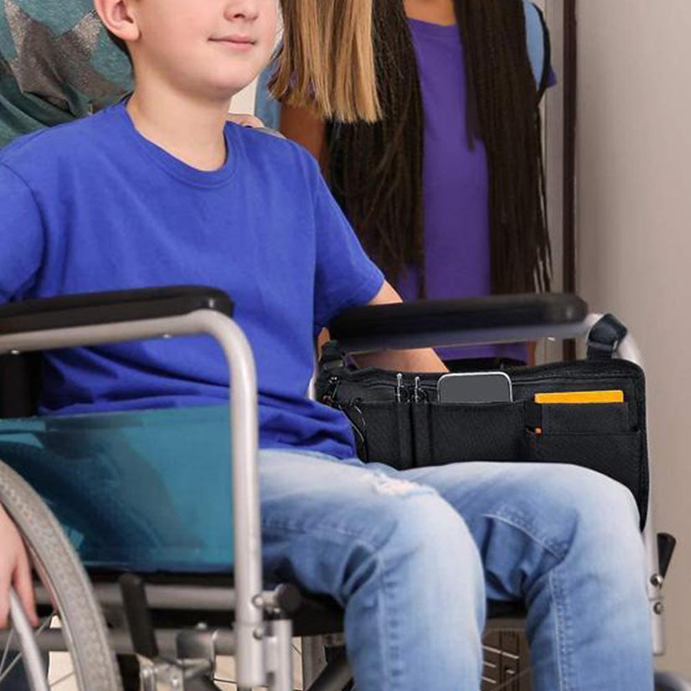 Wheelchair Side Bag With Cup Holder Armrest Storage Bag Wheelchair Armrest Pouch Accessories