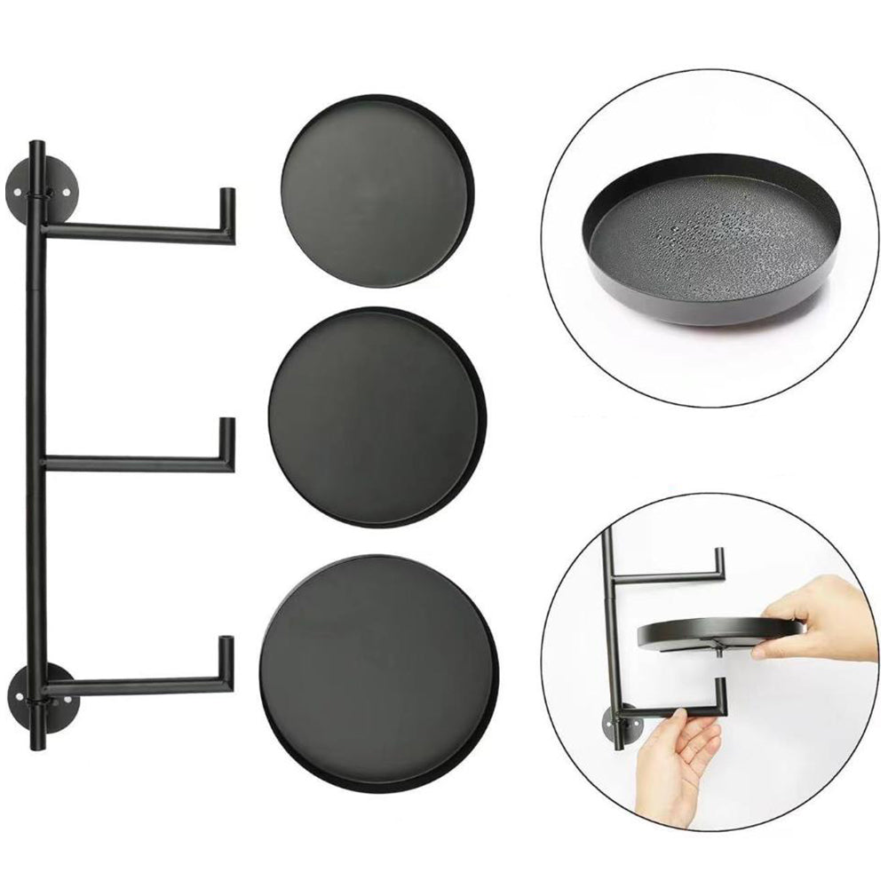 2Pcs Indoor Wall Mount 3-Tier Rotating Metal Plant Stand for Multiple Plants