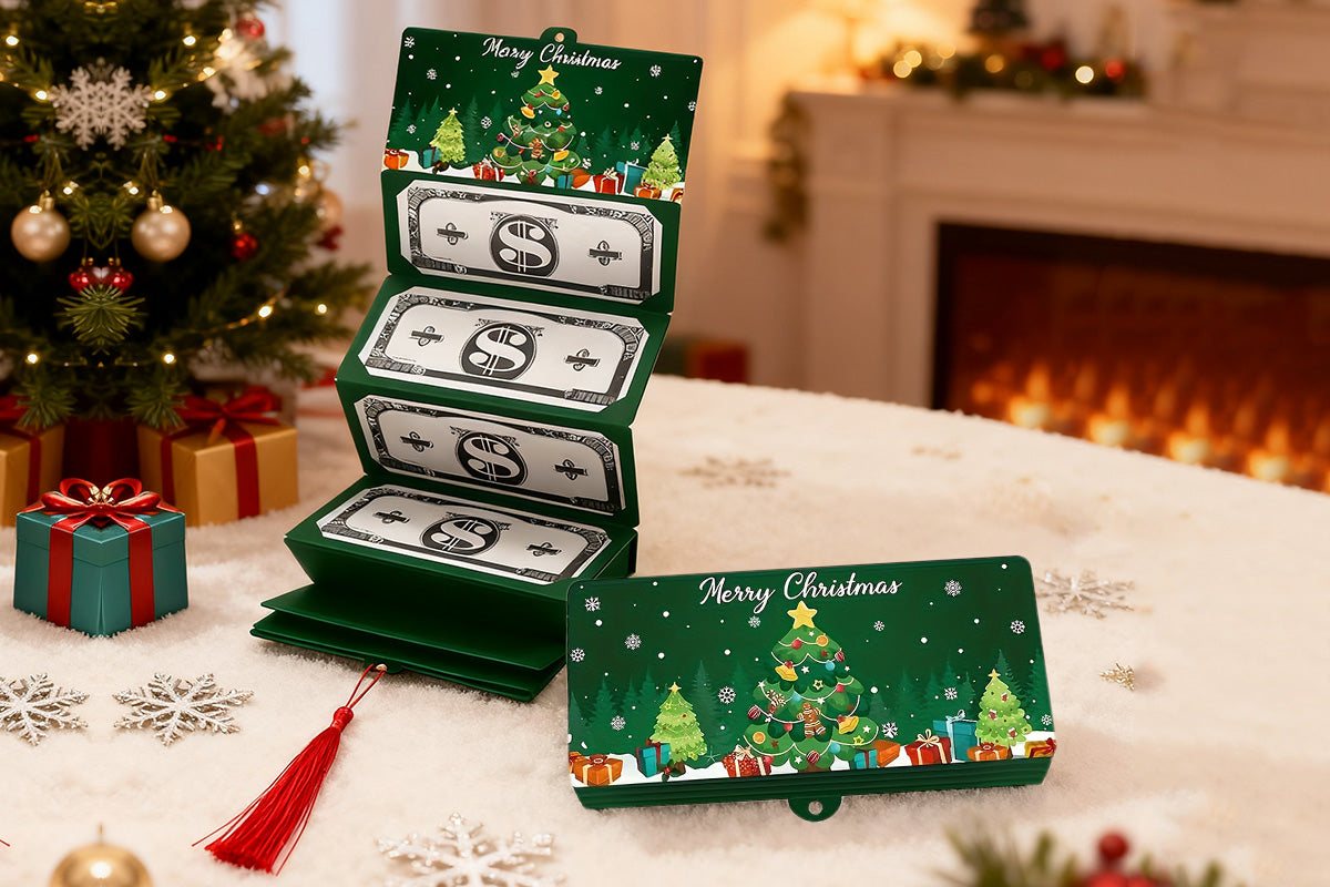 10-Slot Foldable Christmas Red Envelope with Foil Stamping