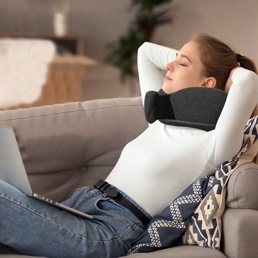 Travel Pillow Memory Foam Neck Pillow Set with Eye Mask Earplugs