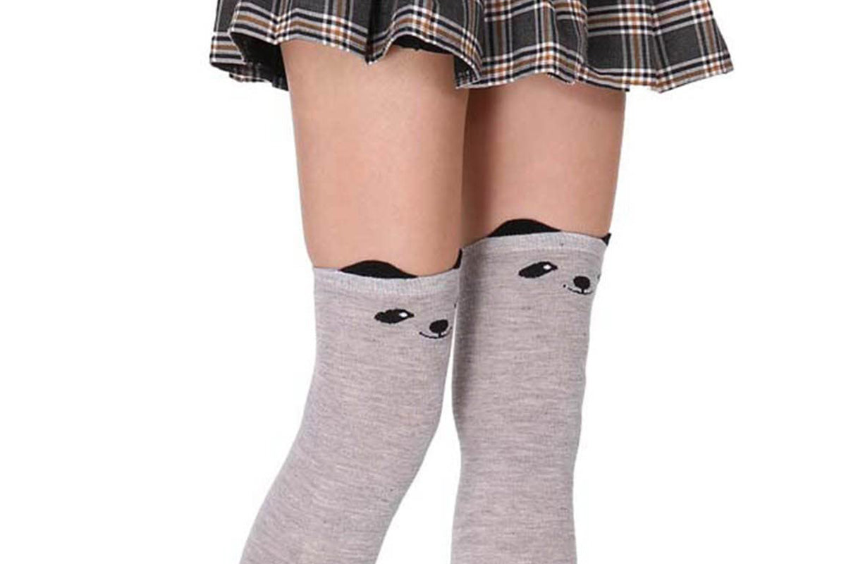 Women Lady Thigh High Stockings Warm Over Knee Socks Cat Design Long Socks