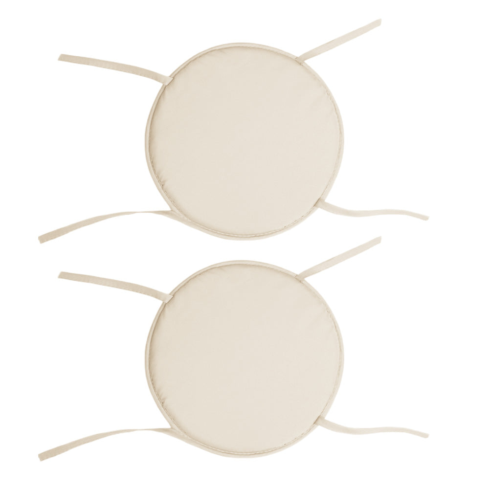 2Pcs Round Sponge Chair Cushions with Ties for Stools-Beige