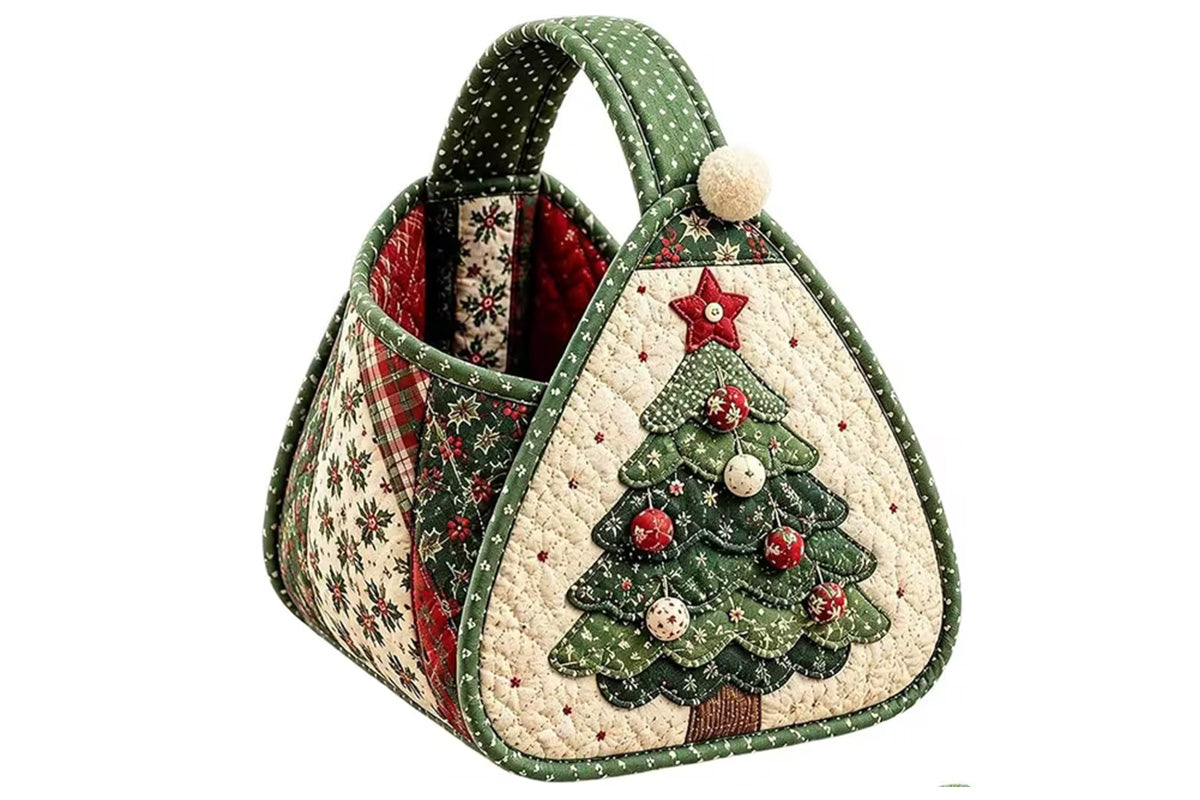 DIY Christmas Patchwork Basket Sewing Kit Fabric Quilting Craft Kit