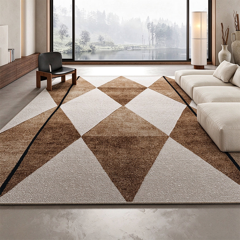 Short Plush Living Room Area Rug with Slip Resistant Dotted Backing-Style 2