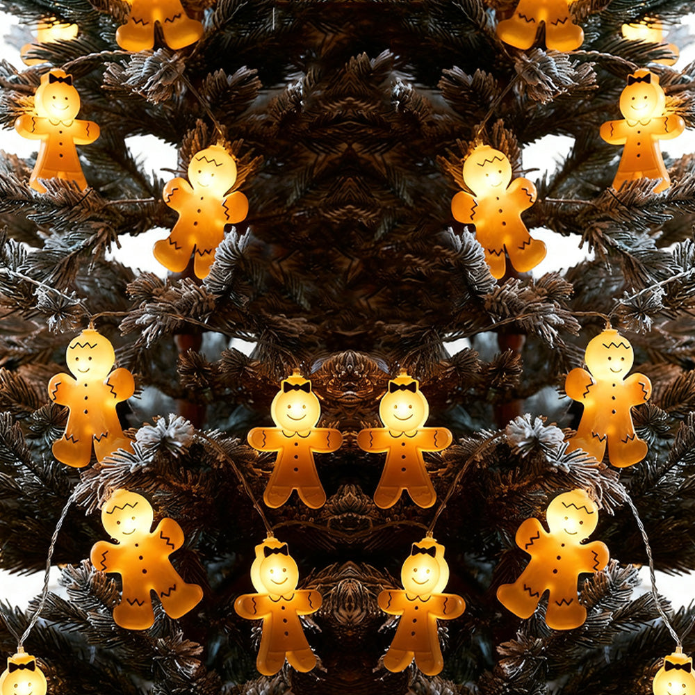 Christmas Decoration Gingerbread Men Cookies String Lights Battery Operated