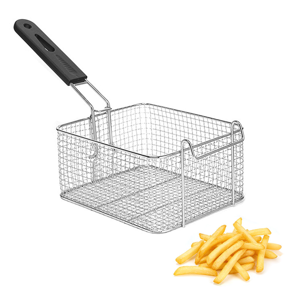 Stainless Steel Deep Fryer Basket with Removable Handle and Hanging Design