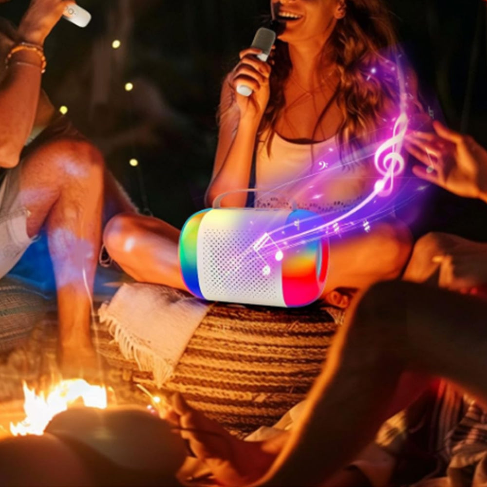 Mini Karaoke Machine Portable Bluetooth Speaker with 2 Wireless Microphones
