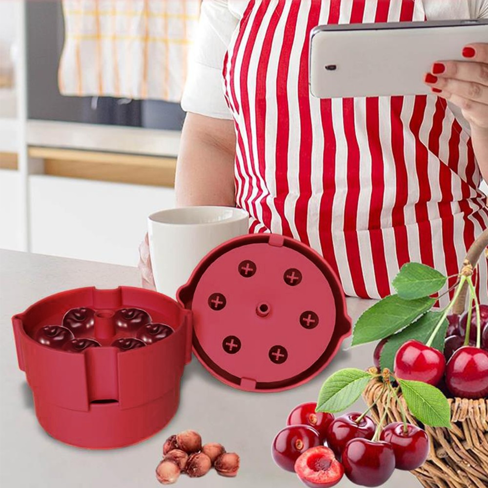 2Pcs Portable Cherry Pitter Corer Tool Labor-Saving Push Down Multiple Cherries Seed Remover