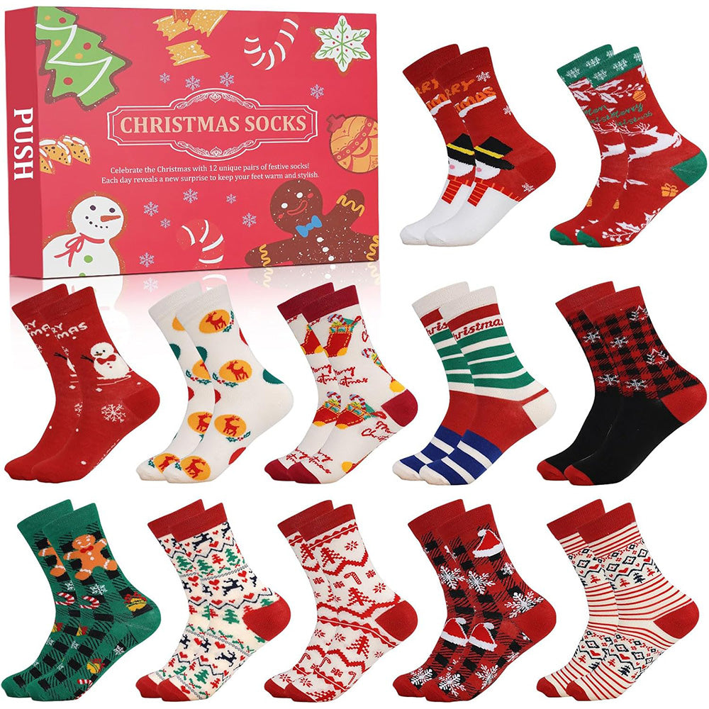 12 Pairs Christmas Sock Advent Calendar 24 Days Countdown Calendar