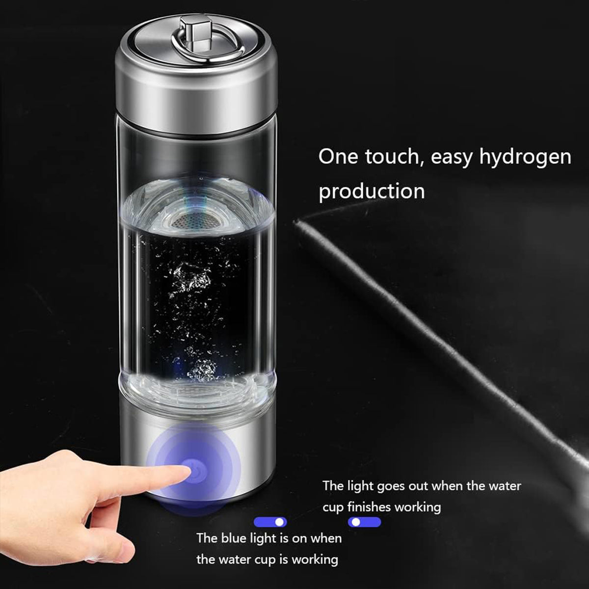 1000mAh 450ml Hydrogen Rich Water Cup Portable USB Rechargeable Ionized Water Generator