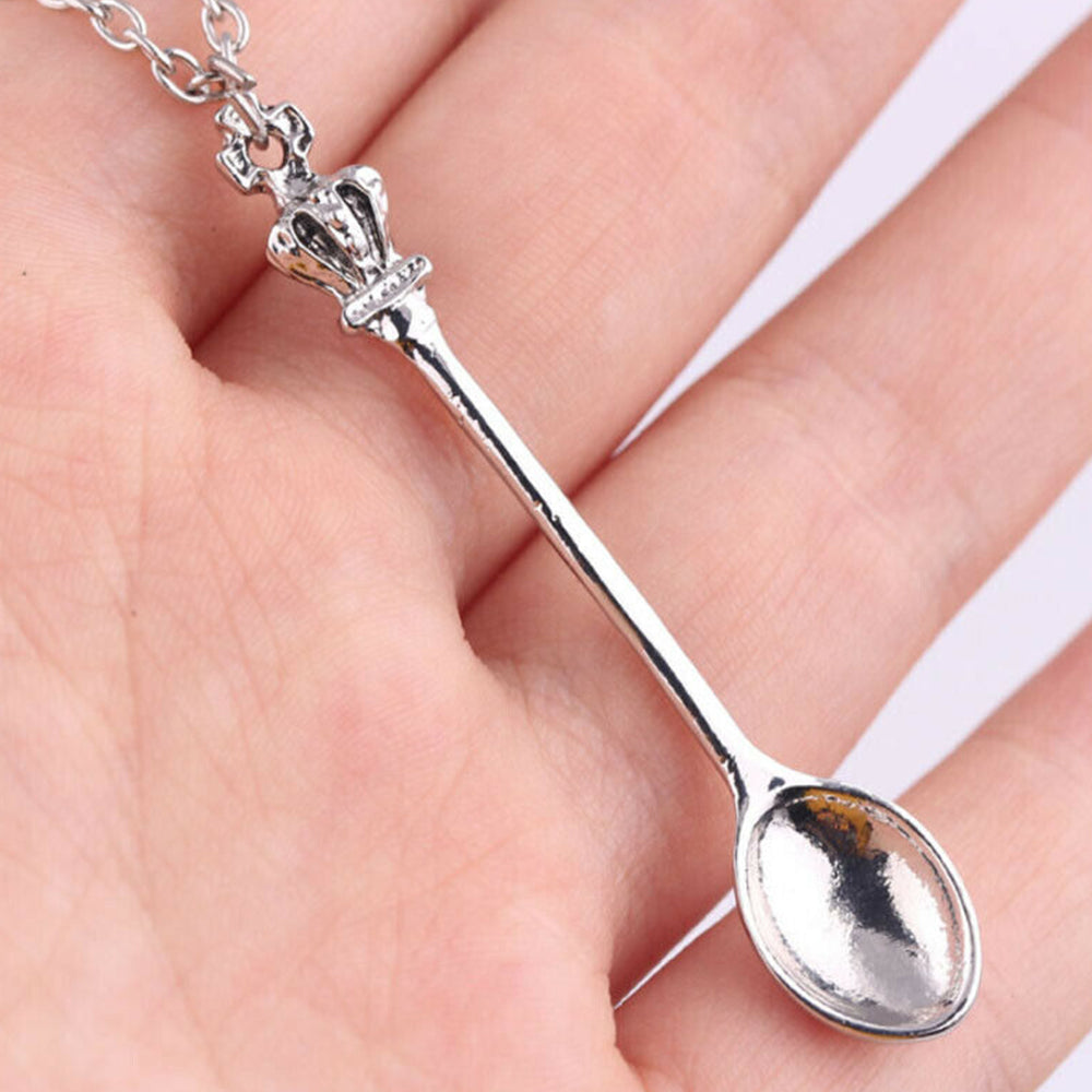 4Pcs Mini Crown Spoon Necklace