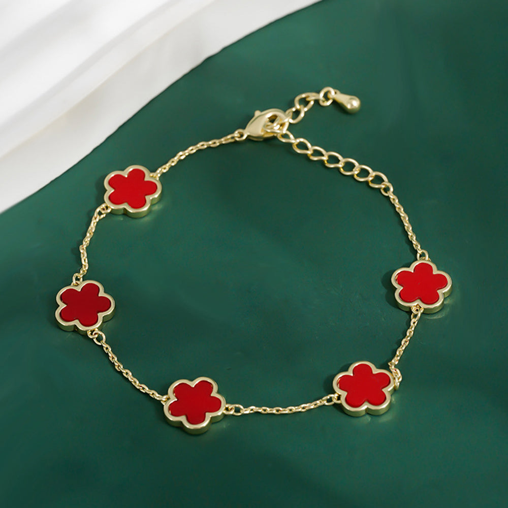 Elegant Clover Charm Bracelet Double Side Stainless Steel Tarnish-Free Bracelet