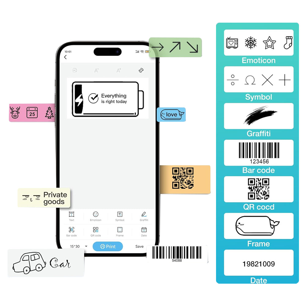 Wireless Bluetooth Label Maker Machine with Label Tape