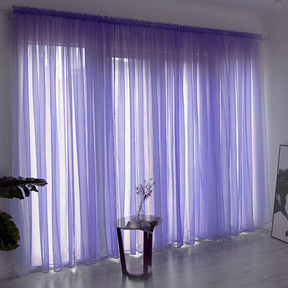3 Piece Polyester Sheer Rod Pocket Curtains for Window Door Room Divider