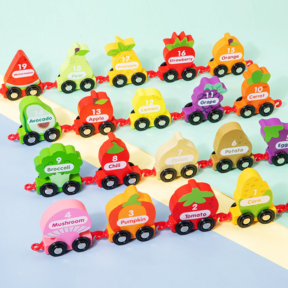 Wooden Number Train Toy Set Early Educational Toys-Fruit and Vegetable