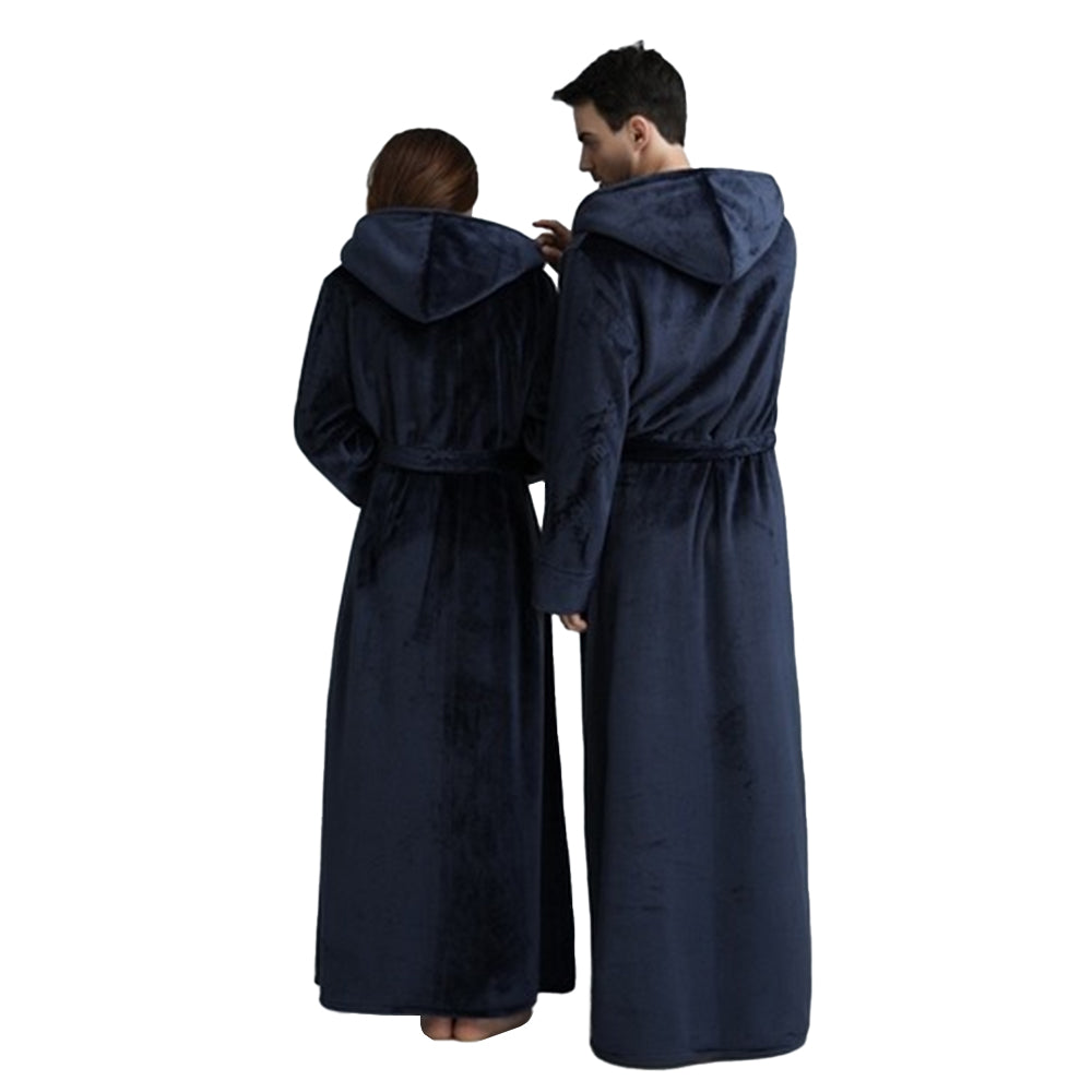 Winter Long Flannel Hooded Bath Robe