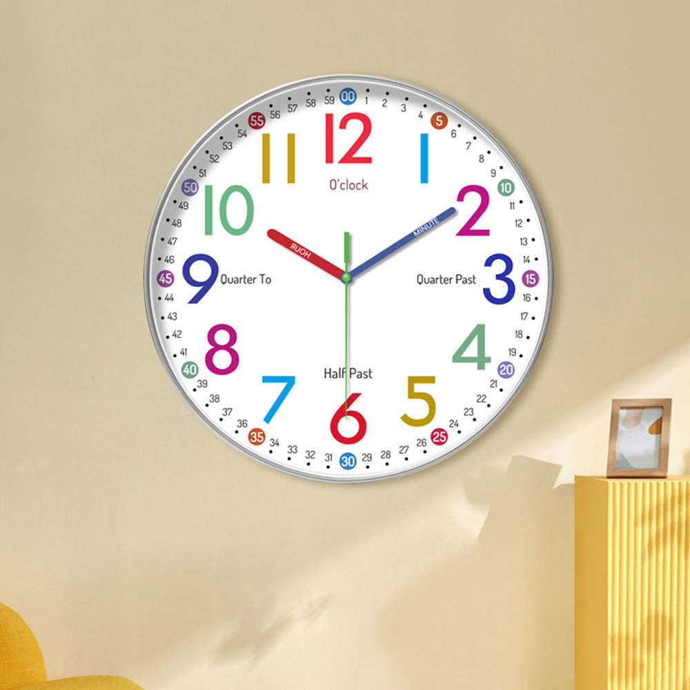 30.5CM Learning Clock for Kids Multicoloured Telling Time Teaching Clock
