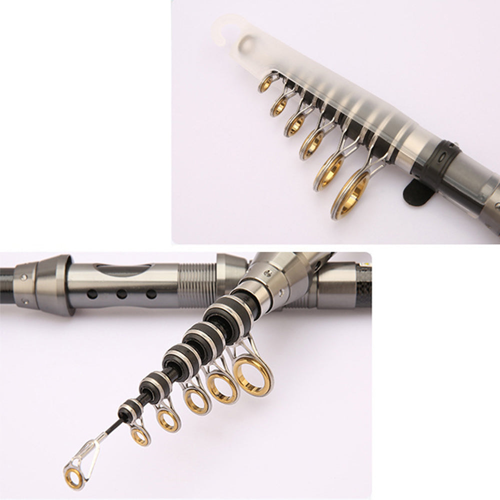 Carbon Fibre Telescopic Fishing Rod Portable Travel Spinning Pole Sea Freshwater