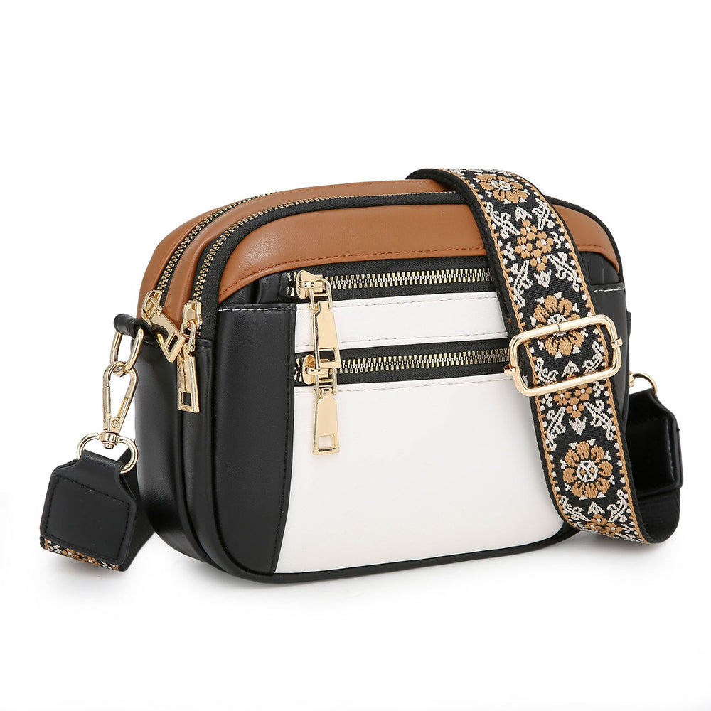Women Shoulder Bag Cross Body Messenger Handbag with Wide Strap
