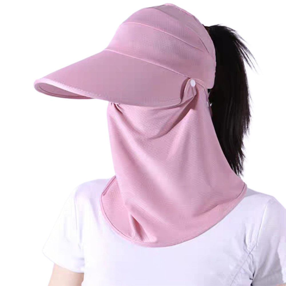 2X 3 in 1 Ponytail Sun Hat with Detachable Face Cover and Chin Strap