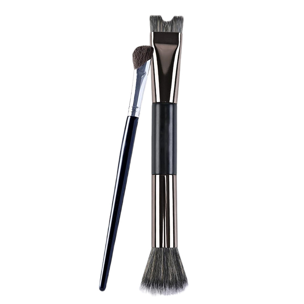 Nose Contour Brush Set with 2-in-1 U-Shaped Brush and Angled Flat Brush